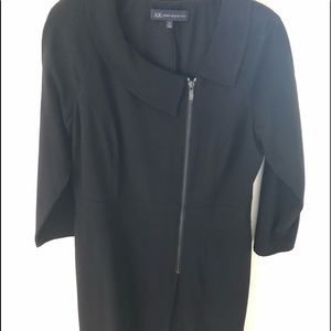 Below knee dress with offset zipper